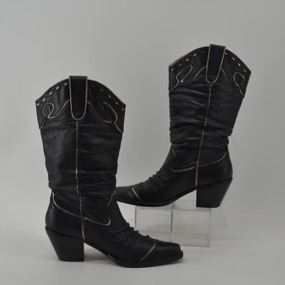 Very Volatile Leather Western Cowboy Boots Black Leather 7 - Picture 11 of 16